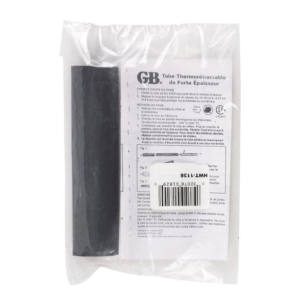 Gb Gardner Bender 1-1/8 in. D Heat Shrink Tubing Black 1 pk HWT-1138 - main